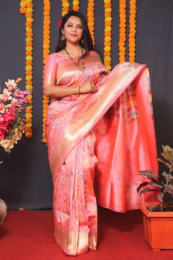 Orange Color Fituri Pure Silk  With Gold Jari Saree