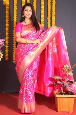 Pink Color Fituri Pure Silk  With Gold Jari Saree