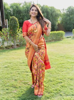 Red Color Pareeniti Pure Silk  With Gold Jari Saree