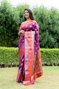 Purple Colour Royal Kanan Soft Silk  Rich Contrast Zari Saree