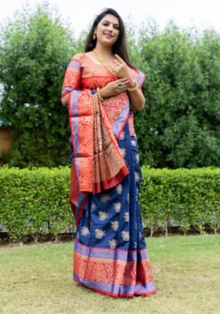 Blue Colour Royal Kanan Soft Silk  Rich Contrast Zari Saree