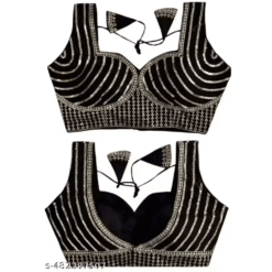 Black Soft Silk Zari Embroidered Party Blouses