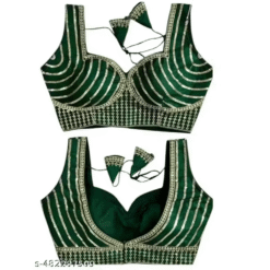 Green Soft Silk Zari Embroidered Party Blouses