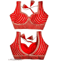 Red Soft Silk Zari Embroidered Party Blouses
